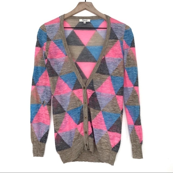 MADEWELL Geometric Triangle Button Up Cardigan Sweater XS - Picture 2 of 10